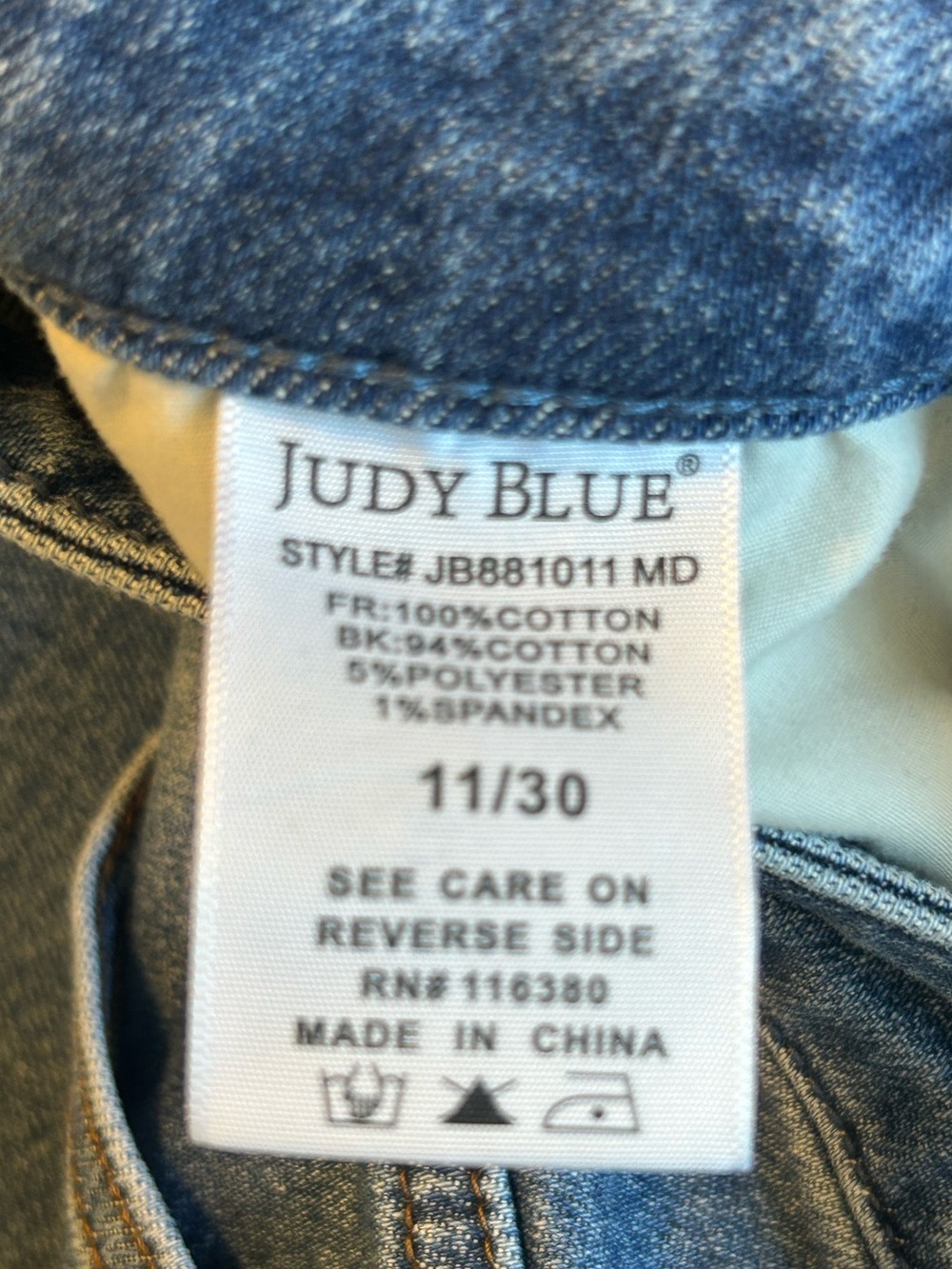 Judy Blue Slim Straight Rigid Mid Rise Button Fly Denim Jeans Sz 30/11 JB881011 - Picture 8 of 11